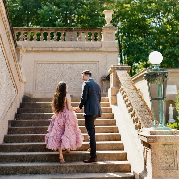 Milla Strapless Dress. Dramatically flowered tulle dress in misty pink. - Picture 13 of 13